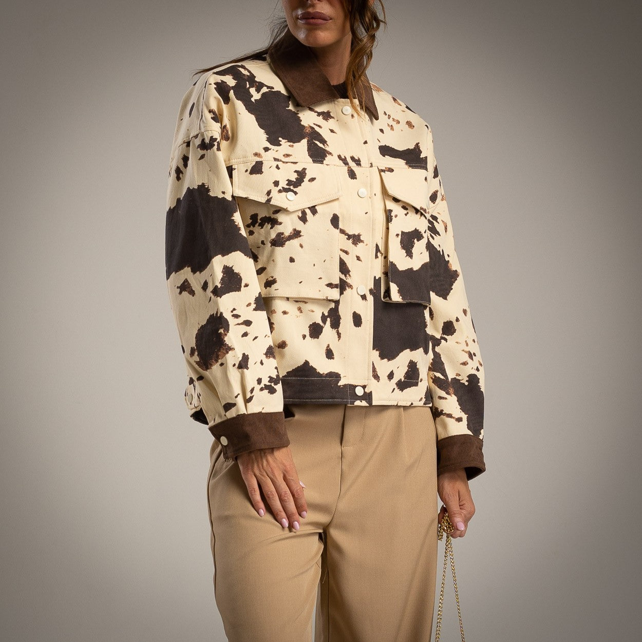 PRINTED COAT BROWN