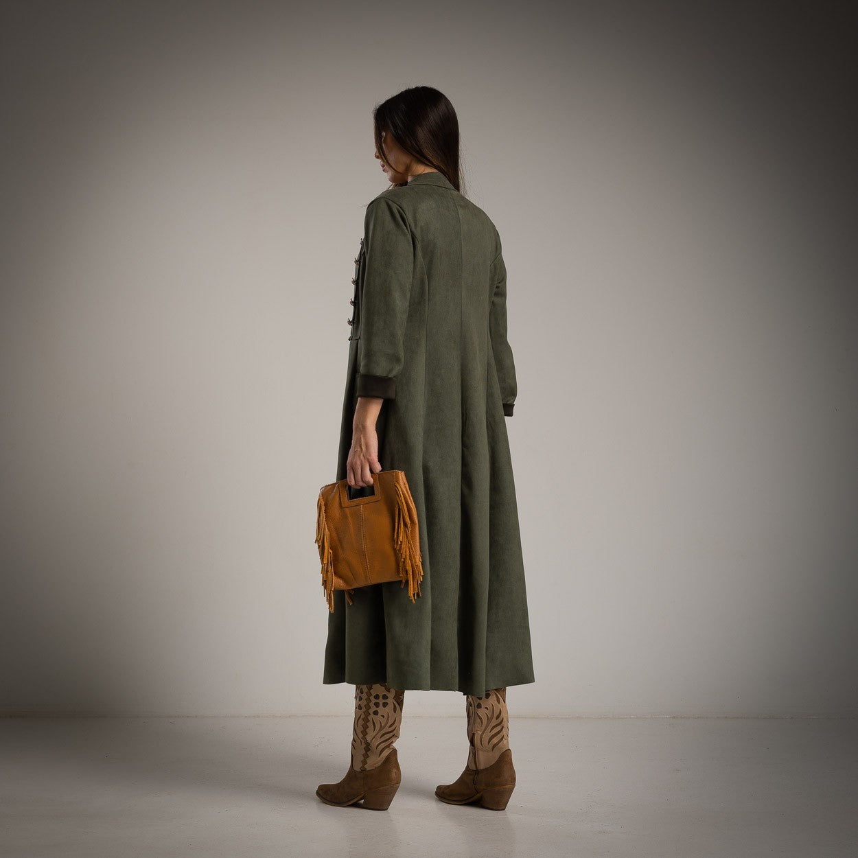 LONG SUEDE JACKET KAKI