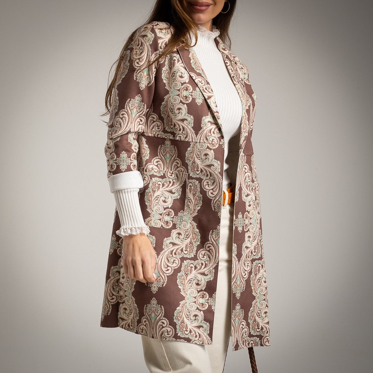 PAISLEY SUEDE COAT CHOCO