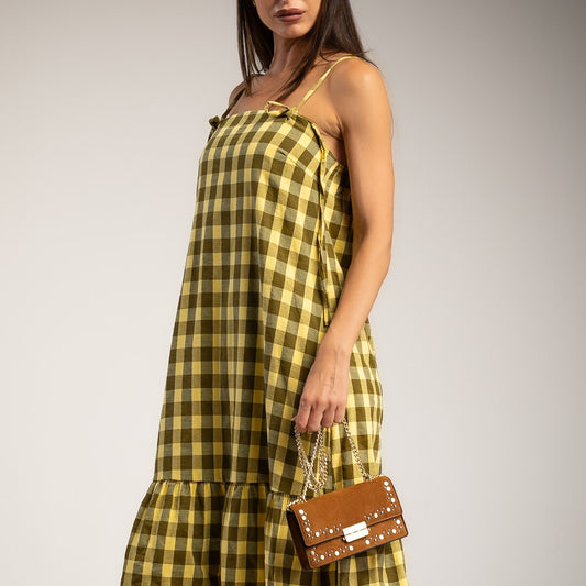 RUFFLE DRESS KAKI