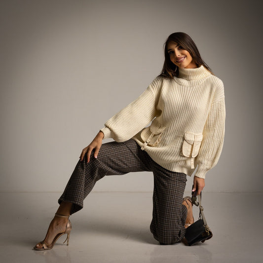 HIGHNECK POCKET PULL BEIGE