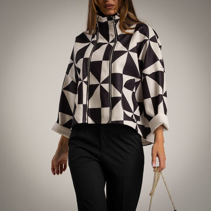 DOUBLE ZIP JACKET B/W