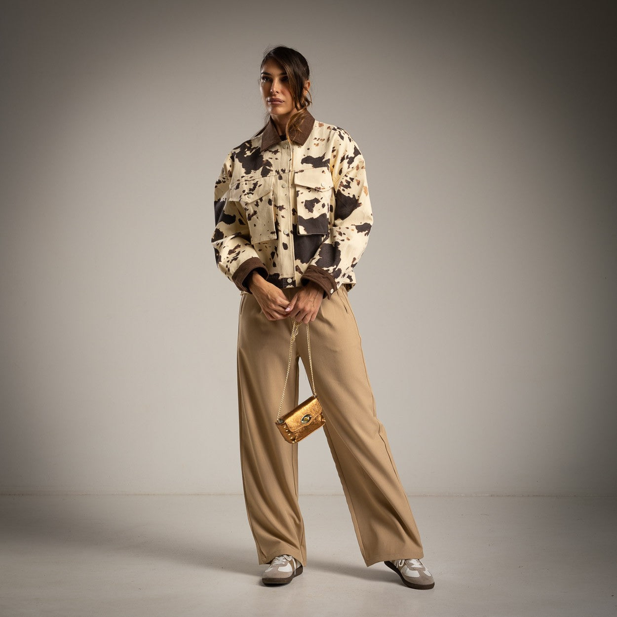 PRINTED COAT BROWN