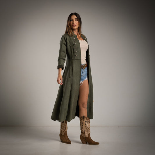 LONG SUEDE JACKET KAKI