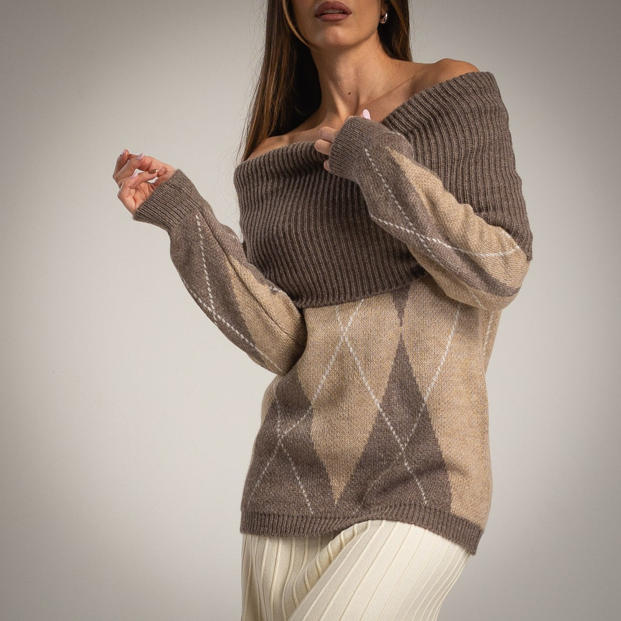 SHOULDER PULLOVER TAUPE