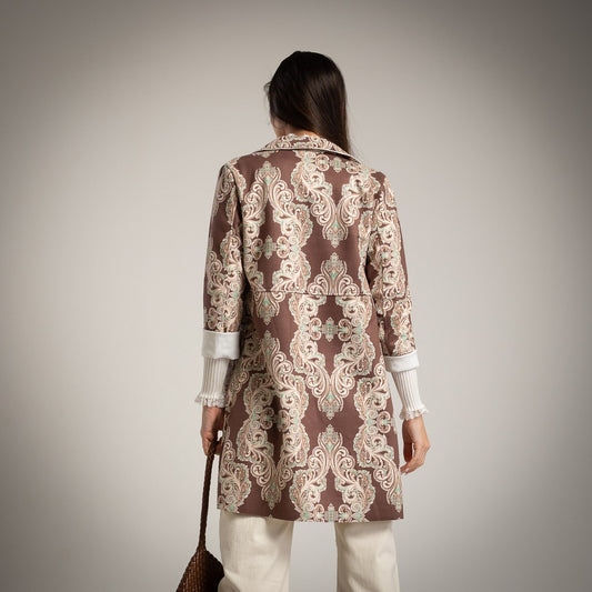 PAISLEY SUEDE COAT CHOCO