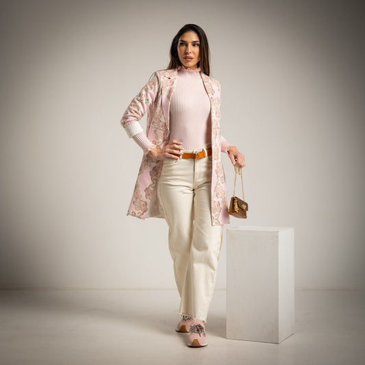 PAISLEY SUEDE COAT PINK