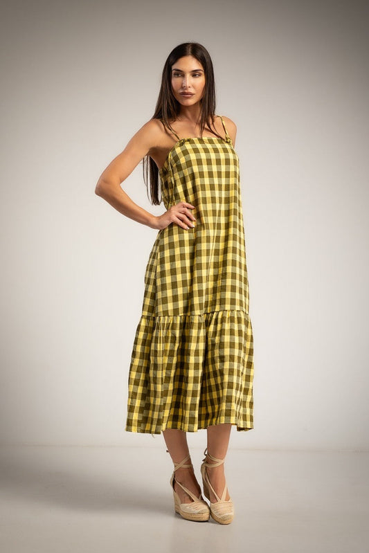 RUFFLE DRESS KAKI