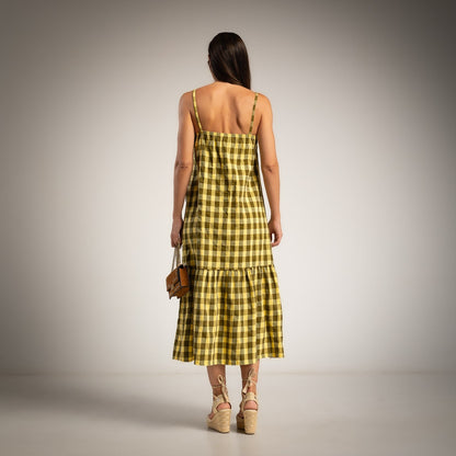 RUFFLE DRESS KAKI