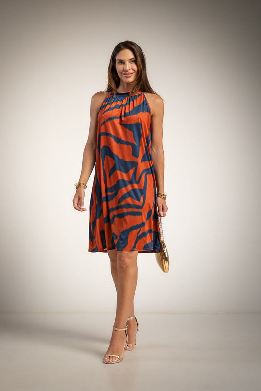 ZEBRA DRESS TERRACOTTA