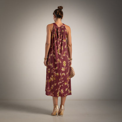 HALTER DRESS BURGUNDY