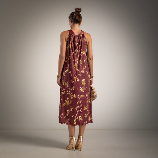 HALTER DRESS BURGUNDY